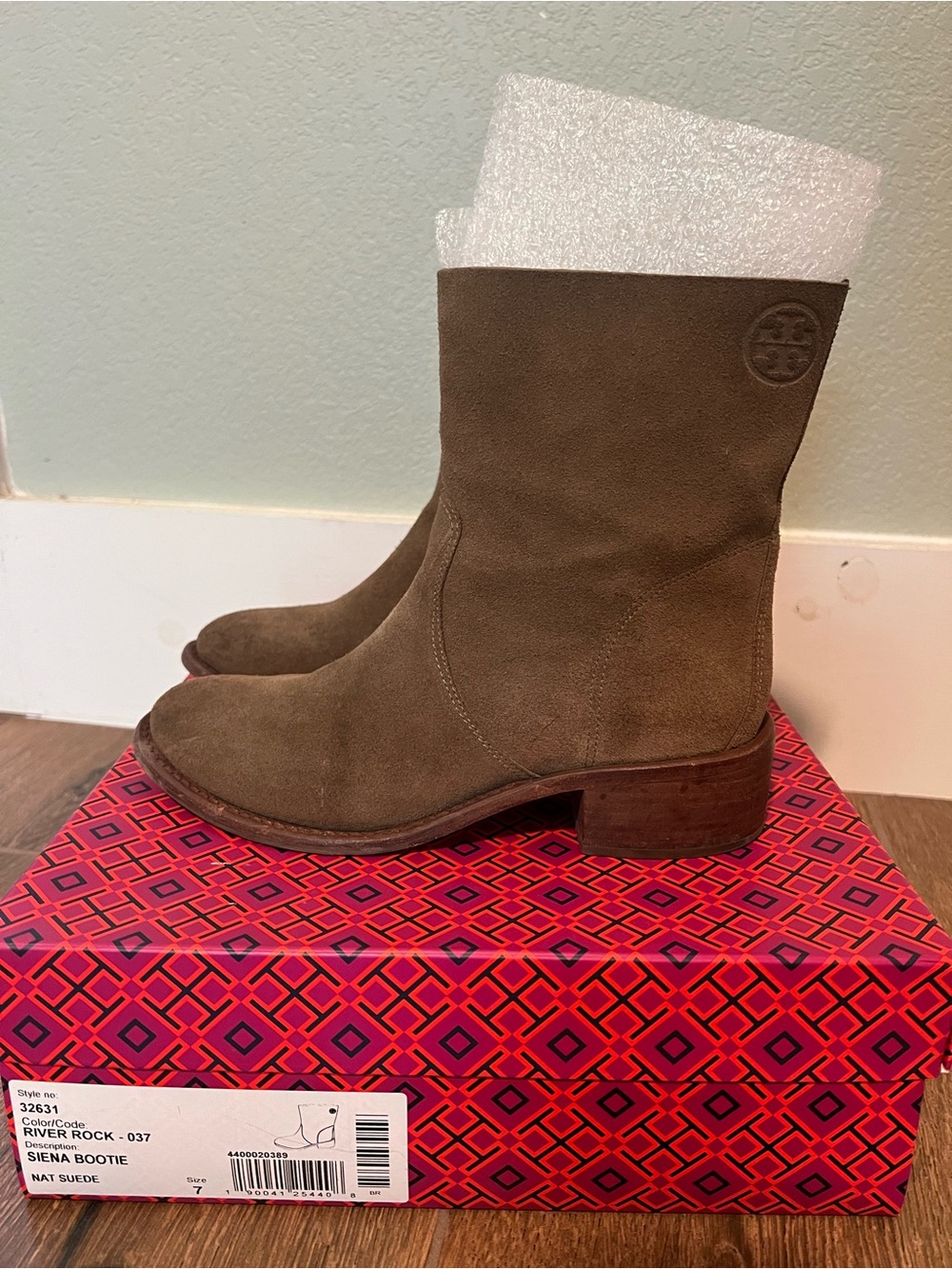 Tory Burch Red and Black Geometric Bootie Box